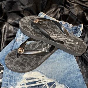 Michael Kors Black Patterned Sandals